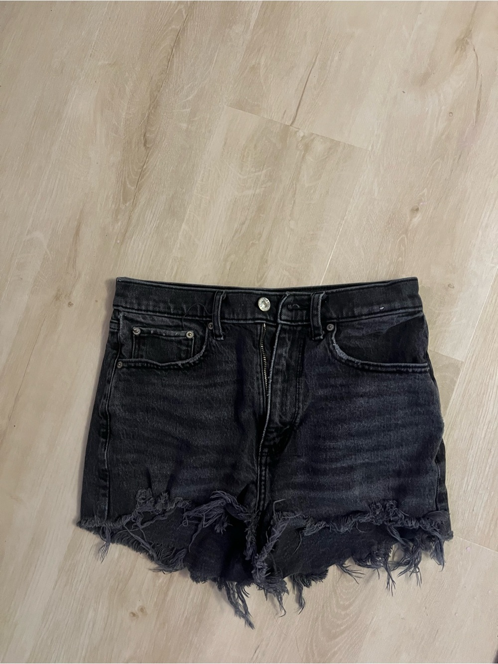 Abercrombie & Fitch Black Distressed Denim Cutoff Shorts